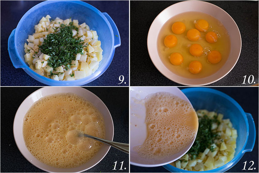Tortilla española con cebolla y perejil