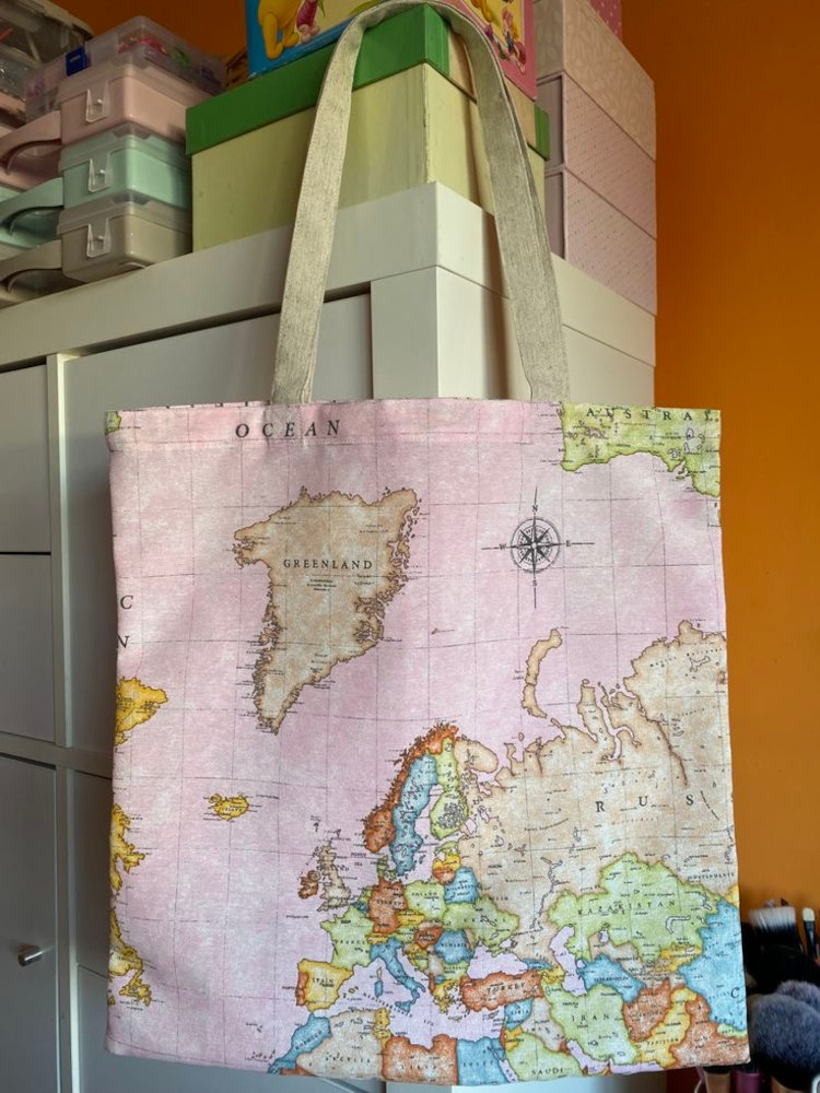Tote bag mapamundi rosa