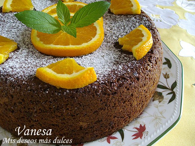 Bizcocho de chocolate y naranja