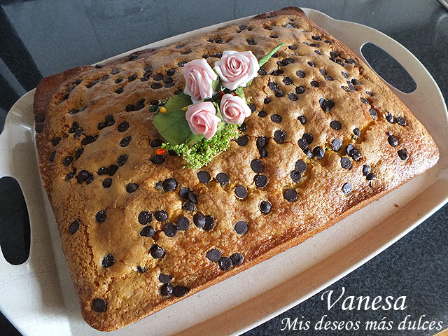 Coca de calabaza y chips de chocolate