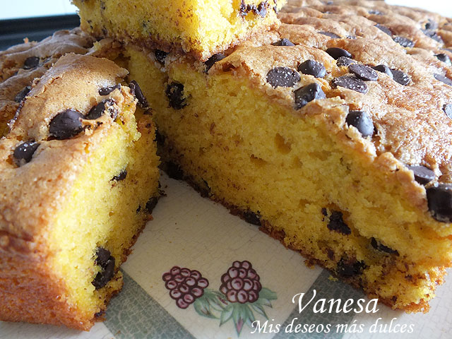 Coca de calabaza y chips de chocolate