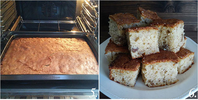 Coca de manzana, plátano y nueces