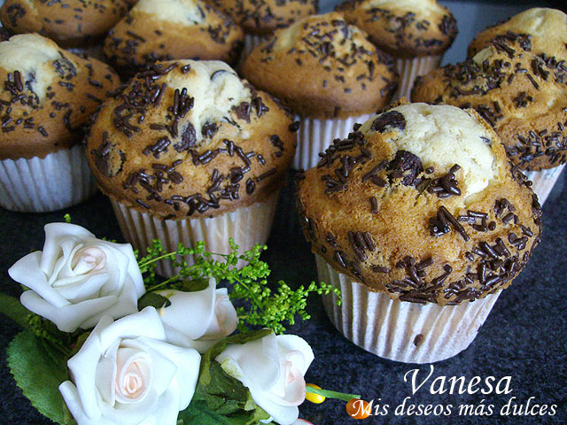 Magdalenas de Baileys y chips de chocolate