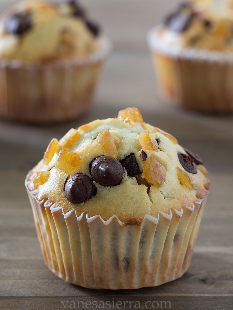 Muffins de chocolate y naranja confitada