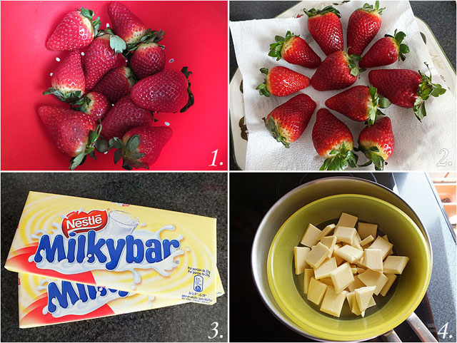Fresas con chocolate blanco