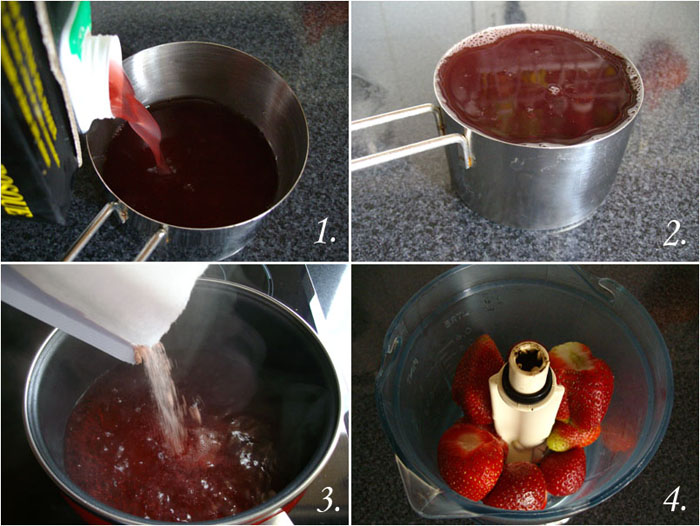 Vasitos de cherry y fresa