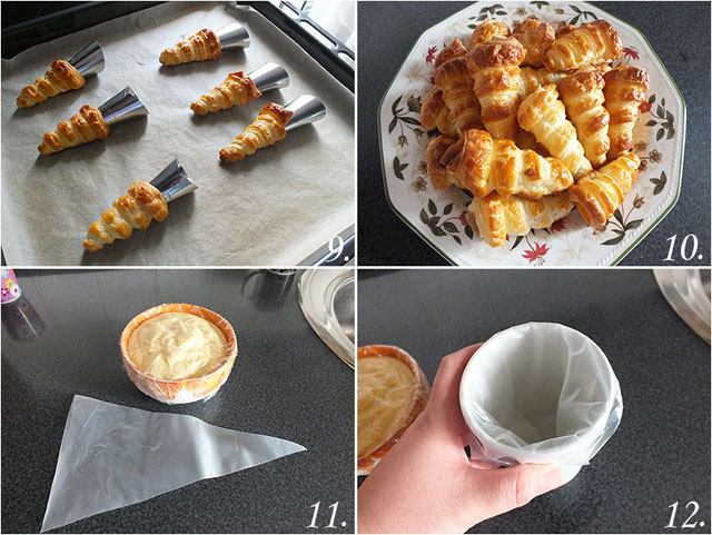 Canutillos de hojaldre rellenos de crema pastelera