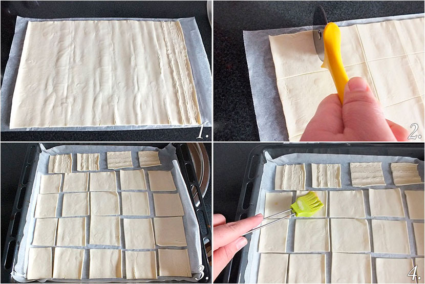 Hojaldre relleno de crema pastelera de chocolate