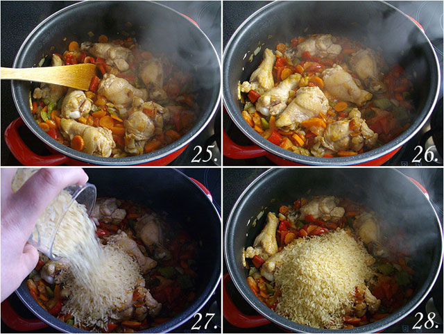 Arroz amarillo con jamoncitos de pollo