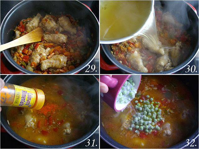 Arroz amarillo con jamoncitos de pollo