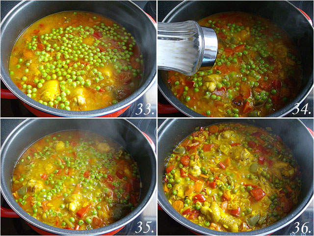 Arroz amarillo con jamoncitos de pollo