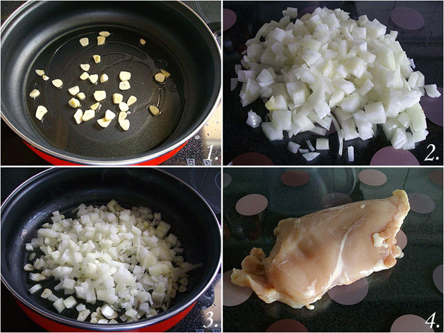 Arroz amarillo con pechuga de pollo y pimiento