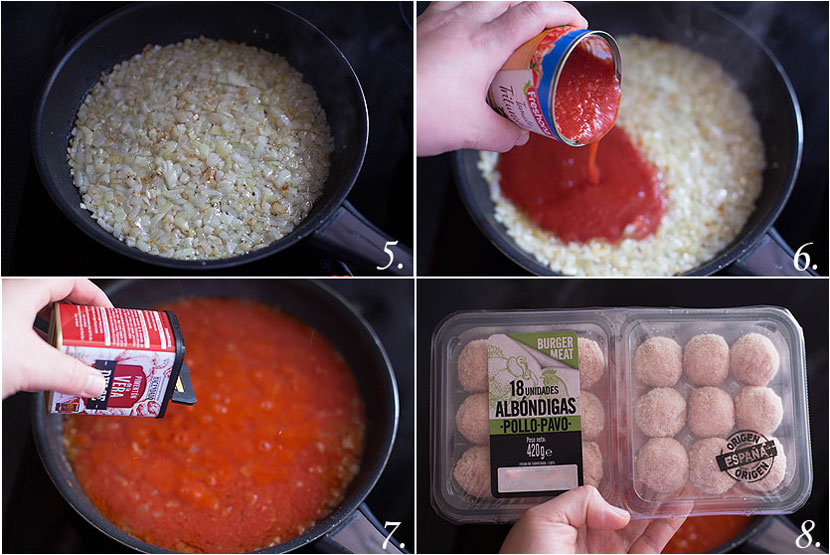 Albóndigas de pollo y pavo en salsa de tomate