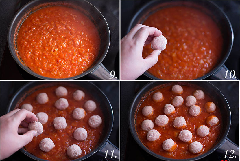 Albóndigas de pollo y pavo en salsa de tomate