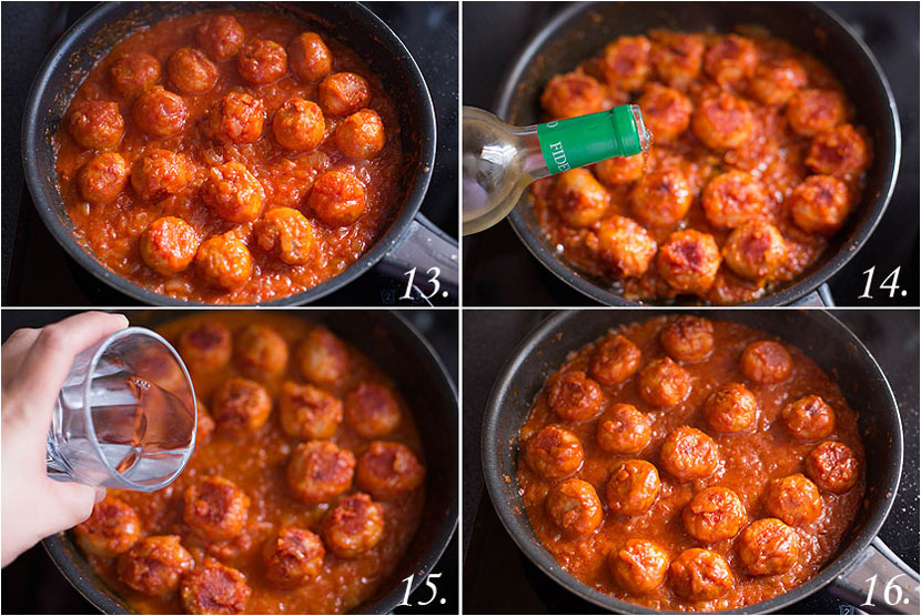 Albóndigas de pollo y pavo en salsa de tomate