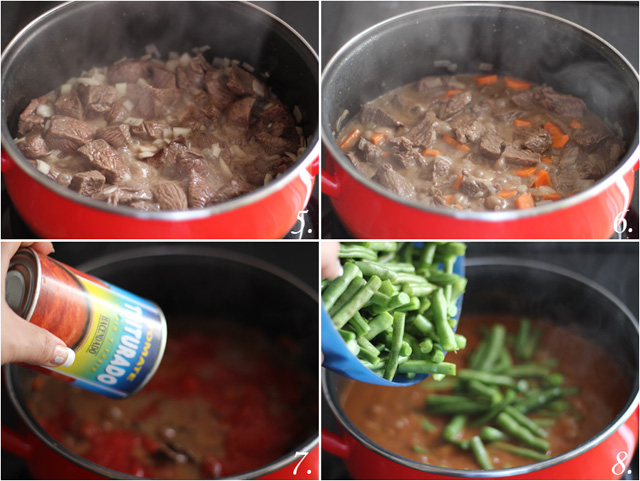 Papas con carne y habichuelas