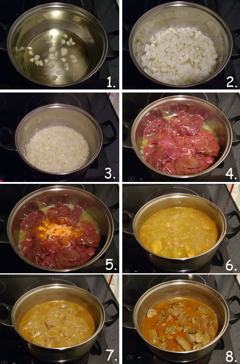 Hígado de pollo en salsa