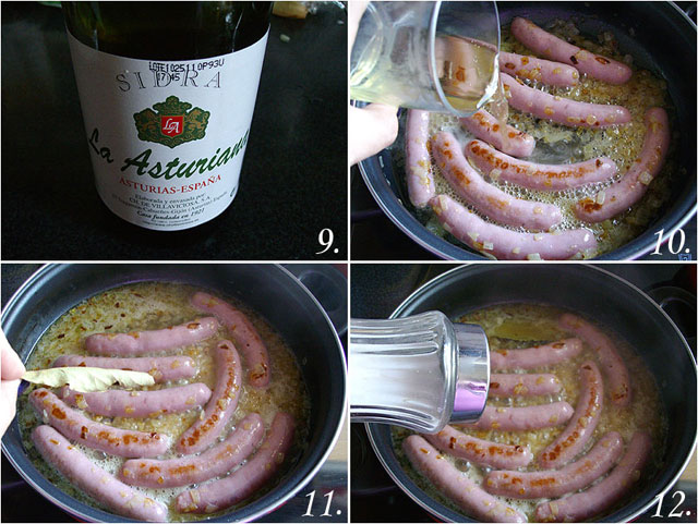 Salchichas a la sidra
