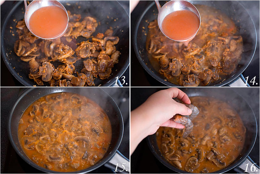 Champiñones al ajillo con langostinos