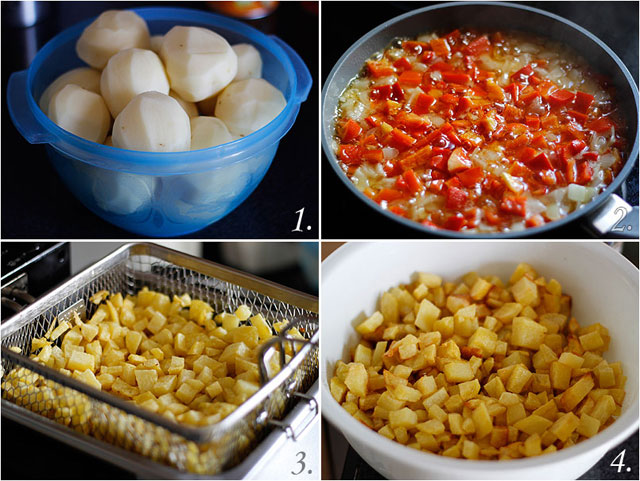 Tortilla española con cebolla, pimiento y perejil