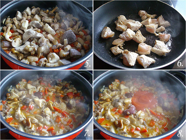 Fideuá de pollo y setas