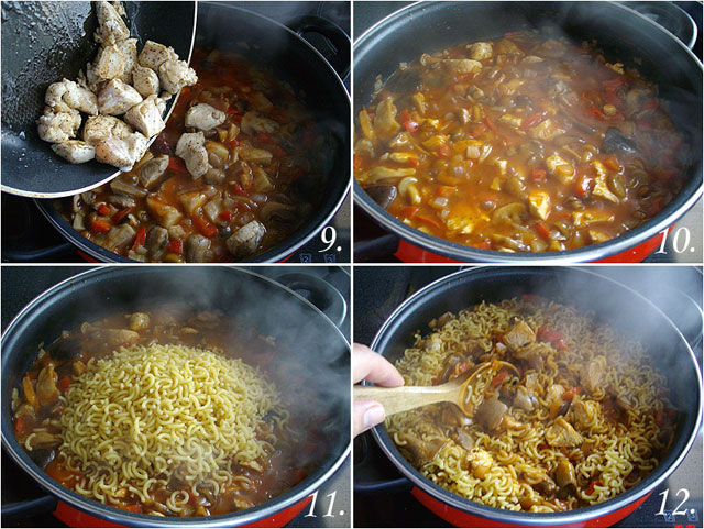 Fideuá de pollo y setas