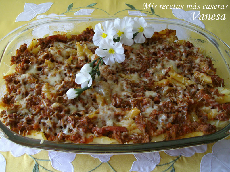 Macarrones con carne y cerveza Malta