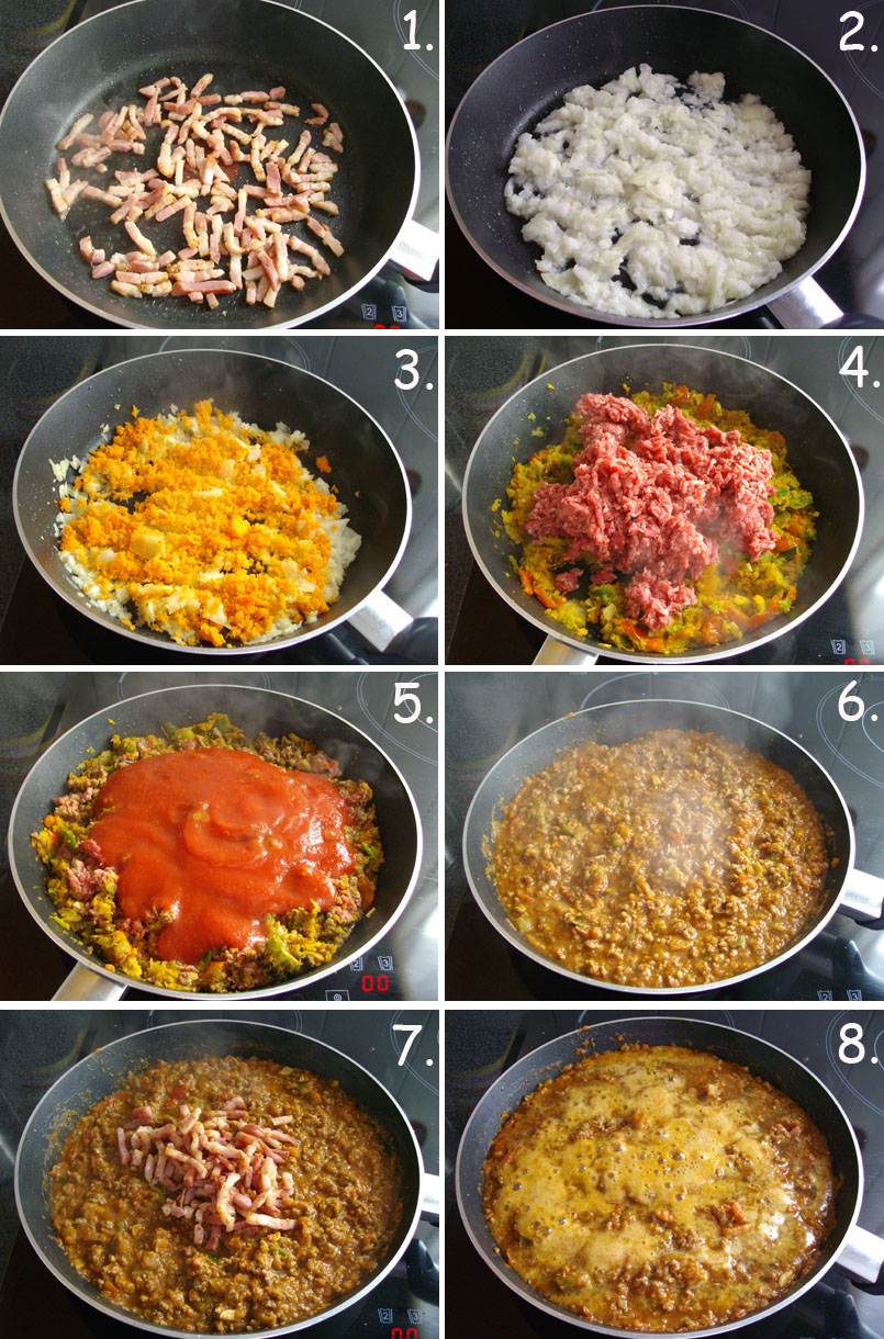 Macarrones con carne y cerveza Malta