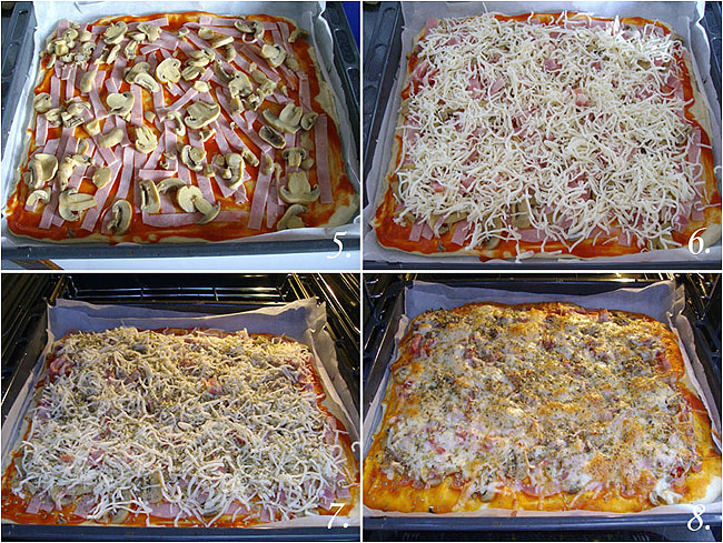 Pizza con jamón y champiñones