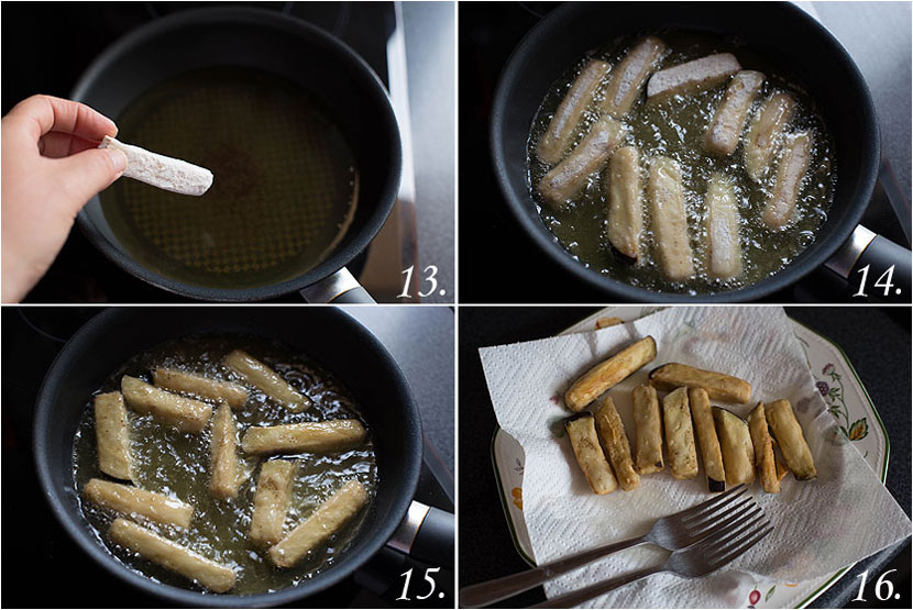 Berenjenas fritas con miel de palma